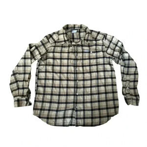Men’s Columbia Brown And Black Plaid Shirt Size Large